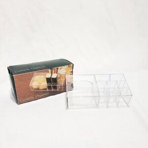 Vintage Clear Acrylic Cosmetic Organizer Hong Kong 5" JB 13365